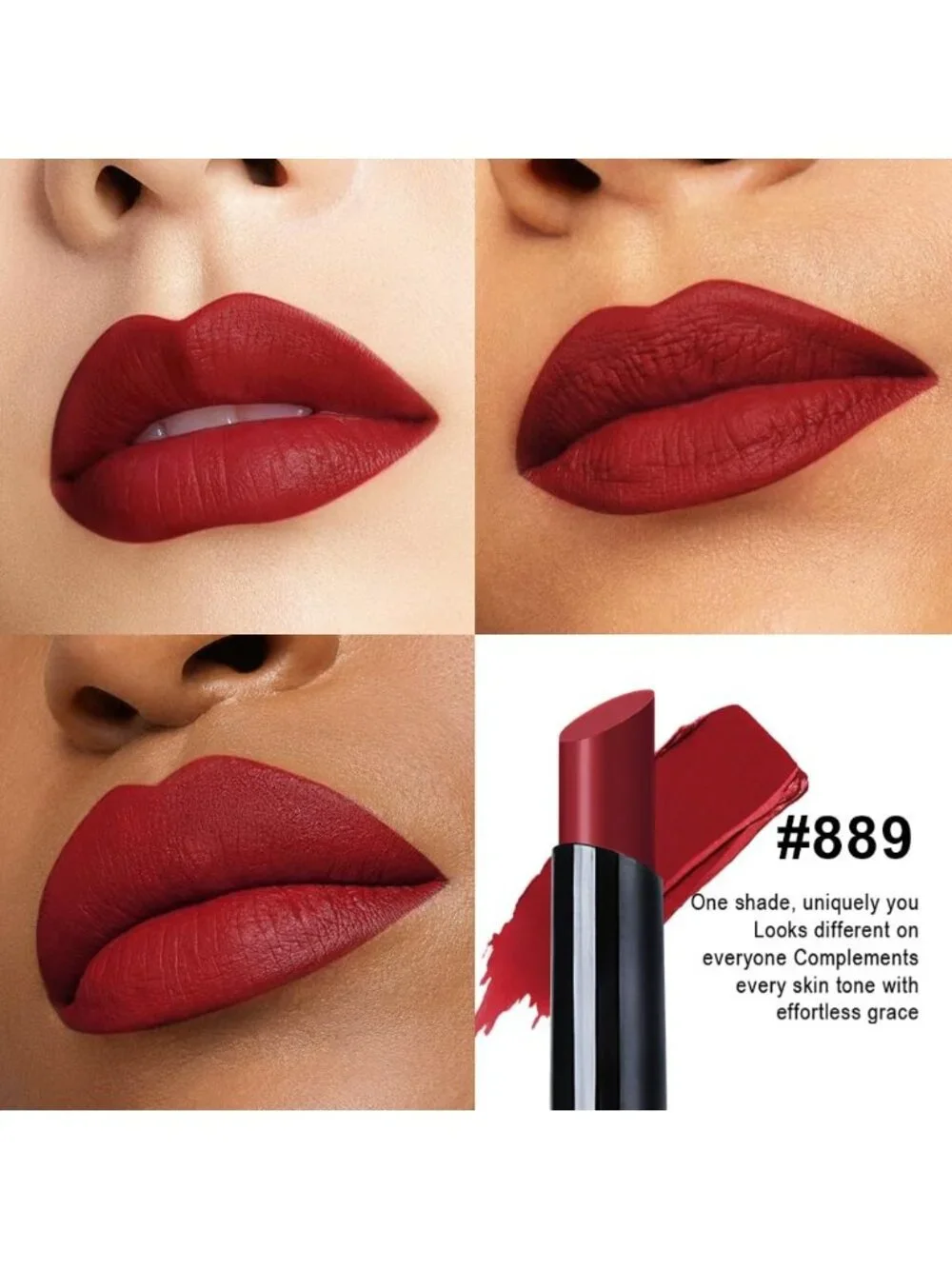 Women's 1P889# Cranberry Red Long Lasting Waterproof Velvet Matte Stick Lipstick